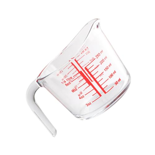 Zerodeko Taza Medidora de Cocina de Vidrio Templado, Herramienta para Hornear Forma Redonda y Capacidad Precisa, Adecuado para Repostería y Uso Diario