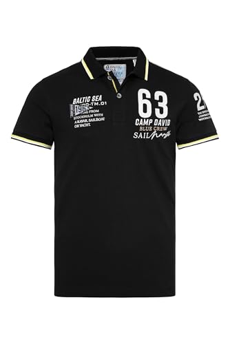 Camp David Herren Kurzarmpolo Pikee mit Logo Artworks Black L
