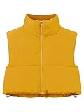A2Y Crop Lightweight Sleeveless Warm Padded Outerwear Puffer Vest Mustard M