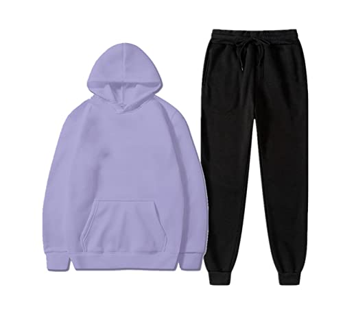 Ensemble sweat à capuche homme violet clair et noir idéal pour un look casual d'hiver