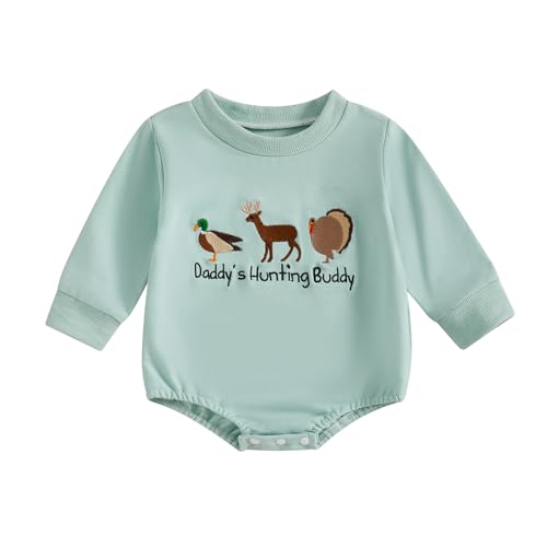 Newborn Baby Boy Hunting Outfit Daddy's Hunting Buddy Onesie Mallard Duck Sweatshirt Romper Long Sleeve Fall Bodysuit
