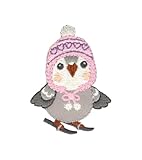  Ecusson thermocollant moineau sur ski 5,5 cm x 4 cm