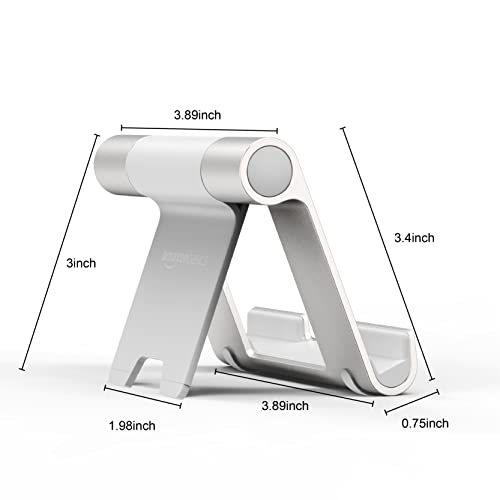 Image of Amazon Basics Multi-Angle Portable Foldable Stand for Tablets, E-Readers and Phones, Non-Slip Desktop Holder for iPads, iPhones, Kindles, Hands-Free Viewing - Silver