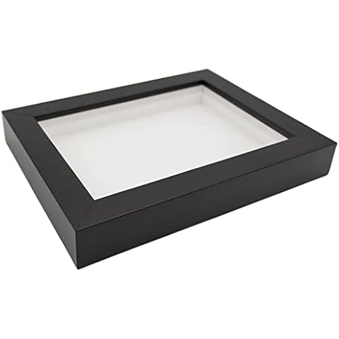 5x7 Shadow Box Gallery Wood Frames - Black DEEP Shadowbox Frame with a Display Depth of 3/4" - Shadowbox Frame Includes Shatter Proof UV Acrylic Front, Acid Free Interior, and Hanging Hardware Cover