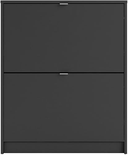 Miniatura 3 de Pemberly Row Moderno armario de zapatos de 2 cajones, organizador de almacenamiento de 12 pares en negro mate