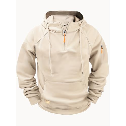 Hoodies for Men Quarter Zip Fleece Pullover Tops Oversized Hooded Sweatshirt with Drawstring Long Sleeve Sweat Shirts2