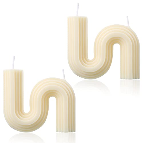 Tondiamo 2 Pcs Aesthetic Candles Twist Shaped Aesthetic Candles Cool S Shape Minimalist Geometric Shaped Soy Wax Scented Art Decorative Handmade for Wedding Birthday Gift(White)