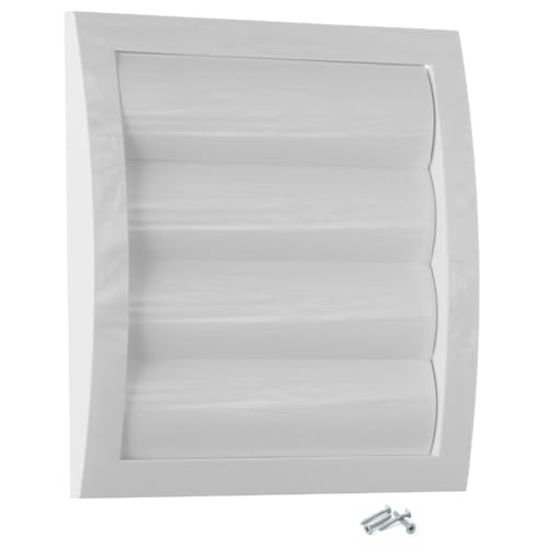 Blanco Ø 125mm Rejilla de Ventilación con Láminas Tipo Persiana. Rejilla Cuadrado con Brida para Tubos de Ventilacion y Mosquitera, de Plastico ABS