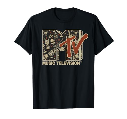 MTV Rock n Roll Music Hard Heavy Metal Skull Guitar Vintage T-Shirt