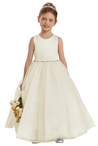 MCieloLuna Flower Girl Dresses for Wedding 2025 First Communion Dress Satin Tulle Princess Pageant Dresses for Girls