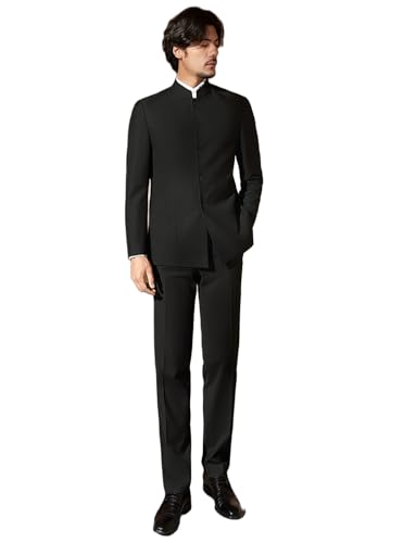 Men's Two Pieces Suit Formal Daily Stand Collar Jacket & Pants