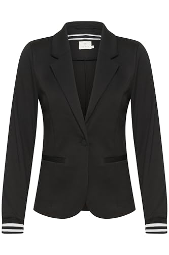Image of KAFFE Blazer Kinnie Women's Blazer Business Long Sleeve Jacket Spotlich Elegant, Black/Silver Lurex Stripe, XS