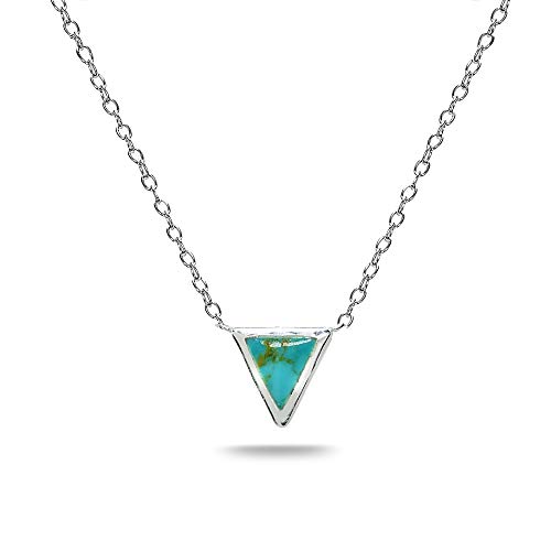 B. BRILLIANT Sterling Silver Polished Inlay Triangle Minimalist Dainty Necklace for Women, Choice of 3