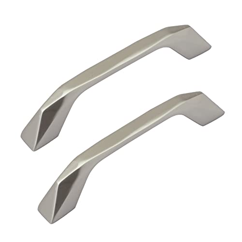 Image of Atom 4.7 inches Zinc Cabinet Pull Handle | Silver Satin Finish | Office Wardrobe Furniture Kitchen Drawer Push Bar, 229, Pack of 2