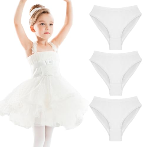 HOTUT Ballett Dance Slip, 3er Pack Mädchen Tanzen Unterhosen Baumwolle Unterwäsche, Ballett Dance Panty Für Mädchen ballettstrumpfhose - Weiß