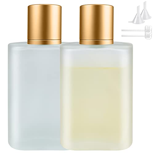 Bohoray 2 Piezas 100ml Bote Spray Pulverizador Pequeño, Vidrio Botella Spray, Pulverizador Colonia, Botellas de Perfume, Recargables con Bomba de Atomizador y Embudo para Mujeres o Niñas (dorado)