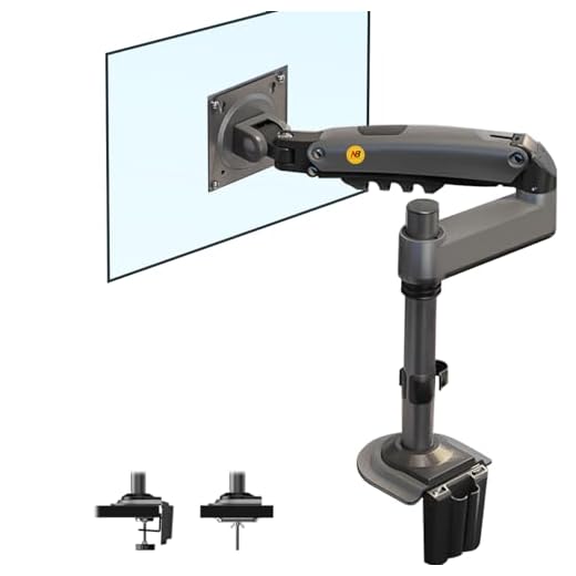 Braço longo para monitor de mesa NB North Bayou para monitores de 56 cm a 89 cm de 2 kg a 185 kg de altura ajustável de movimento total ultraamplo, suporte para monitor ajustável H100A-B