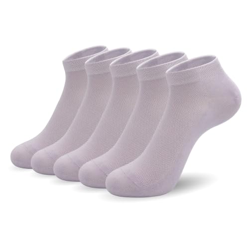 Image of SERISIMPLE Thin Ankle Socks for Women Viscose Bamboo Mesh Breathable Lightweight Low Cut Socks Cool Casual Comfort 5 Pairs