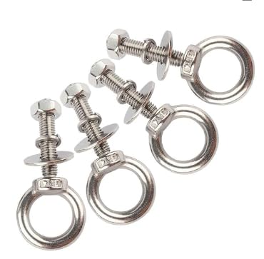 KOSJETHAS 1/4" x 2" Stainless Steel Eye Bolts with Nut Washer, M6X50mm Eyebolts for Swing Chair, Hammock At Garden and Balcony Hanging String Lights