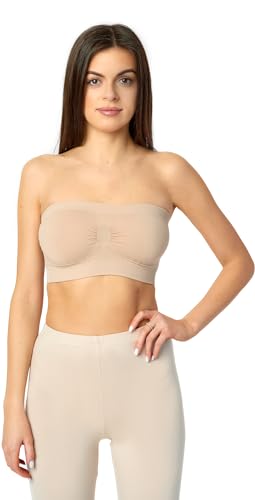 Merry Style Bandeau Top Deportivo Bra Sin Tirantes Ropa Verano Mujer 06 161 (Beige, M-L)