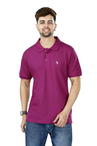 Image of KAUS & SHAN Men's Pure Cotton Regular Fit Solid Half Sleeve Casual & Semi Formal Office Wear Polo T-Shirt