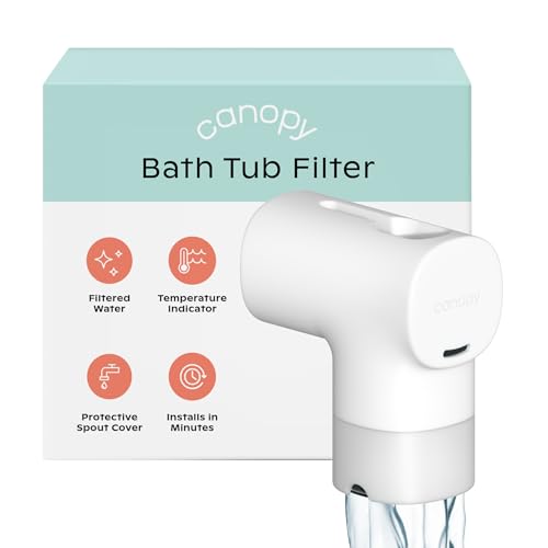 Image of Canopy Baby Bath Tub Filter – Gentler Water Filtration for Delicate Skin | Reduces Chlorine & Irritants | BPA-Free Silicone Spout Cover | Easy Tool-Free Install | Activated Carbon Filtration
