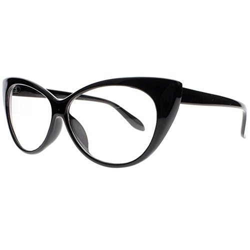 Women Magnification Stylish Vintage Cat Eye Tortoise Reading Glasses Readers (Black, 2.50)