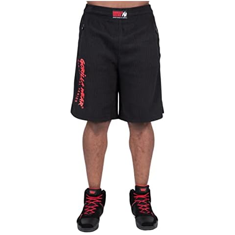 Gorilla Wear - Augustine Old School Shorts - Schwarz/Rot - Bodybuilding Sport Alltag Freizeit Cover