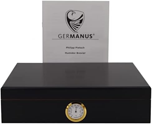 GERMANUS Humidor "Ornoir" z nawilżaczem i higrometrem w kolorze czarno-złotym