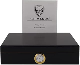 GERMANUS Humidor "Ornoir" z nawilżaczem i higrometrem w kolorze czarno-złotym