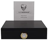 GERMANUS Humidor 'Ornoir' mit Befeuchter und Hygrometer in Schwarz Gold
