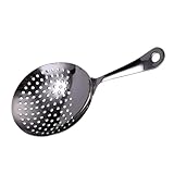 HOUDERCO Stainless Steel 304 Cocktail Strainer Slotted Spoon Black Barware Fine Mesh Drink Filter