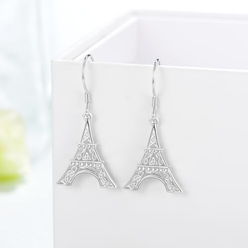 Paris Eiffel Tower Earrings 925 Sterling Silver Eiffel Tower Earrings for Women Paris Eiffel Tower Jewelry Gifts for Women3