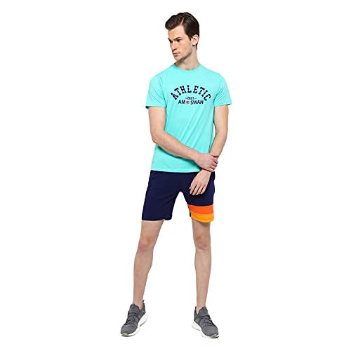 Image of AM SWAN Mens Premium Cotton Colourblocked Printed Stylish Comfort Knee Length Shorts