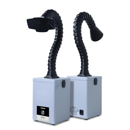 KNOKOO Solder Fume Extractor, 120m³/h-180m³/h Air Flow HEPA Filter Low Noise for Desk Soldering Smoke Dust Absorption Filtration(18.4 * 18.4 * 30cm, FES060 Fume extractor)