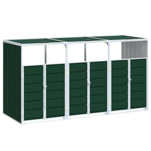 Conteneur à déchets triple en acier vert 216x81x115cm comme solution de gestion durable - 3