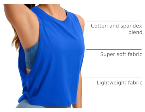 Image of CRZ YOGA Pima Cotton Dropped Armhole Tank | Workout, Naturally Soft, Loose Fit, Crop, Crewneck, Knotted Sides, Sleeveless Tops for Women