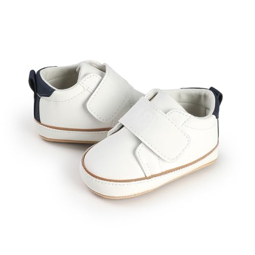 Image of HsdsBebe Baby Boys Girls Pu Leather Hard Bottom Walking Sneakers Toddler Rubber Sole First Walkers Infant Cartoon Slippers Crib Shoes