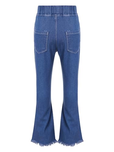 Girls Fashion Casual Flare Denim Pants Elastic Waist Wide Leg Bell Bottom Jeans Clothes Trousers2