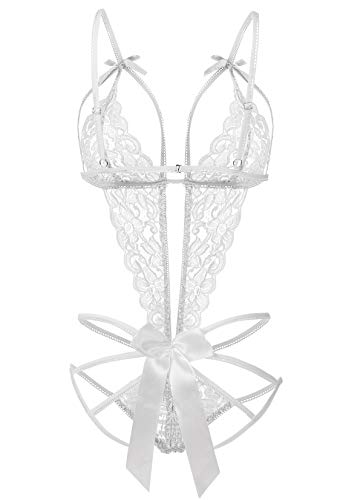 Image of Donnalla Women's Deep V Lace Teddy One Piece Lingerie Cutout Strappy Lingerie
