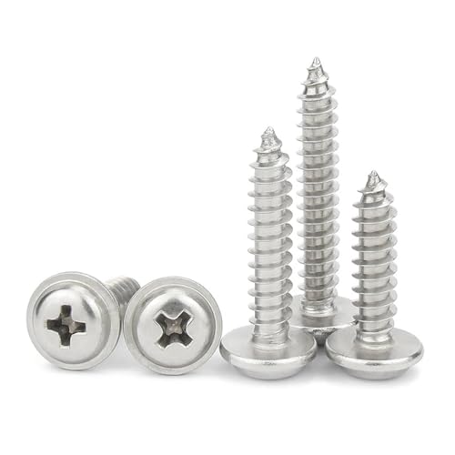 20/ 50/ 100/ 200個 M1.4 M1.7 M2.6 M3- M5 304ステンレス鋼 クロスパン丸頭Wワッシャーセルフタッピングネジ(6mm,M3.5 (50pcs))