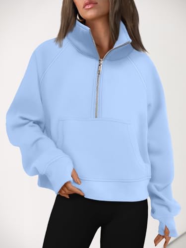 Image of AUTOMET Womens Sweatshirts Half Zip Cropped Pullover Fleece Quarter Zipper Hoodies 2026 Fall Fashion Outfits Clothes