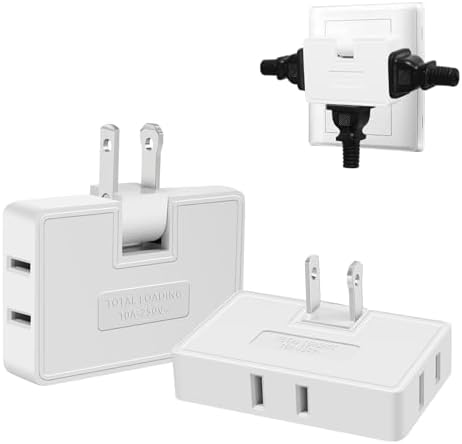 Amazon.com: PaeorRorL 3 Way Flat Wall Outlet Extender,2 Prong180 Degree ...