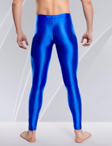 FEOYA Mens Oil Shiny Glossy Compression Pants Stretchy Nylon Smooth Bulge Pouch Leggings Tights Pants2