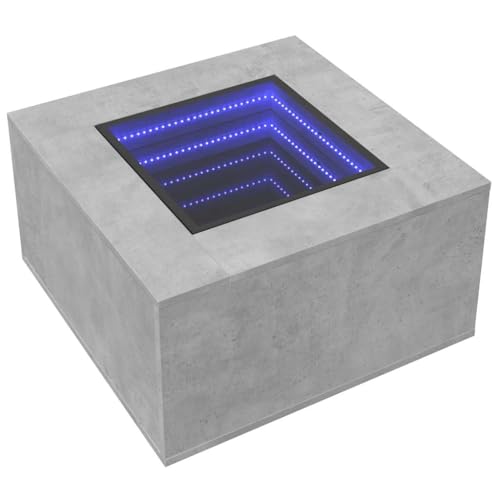 Table basse gris béton 60x60x40 cm LED salon design industriel - 4
