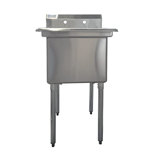 Image of AmGood Stainless Steel Prep & Utility Sink | 304 Stainless Steel | Overall Size: 29 3 /4 inch x 23 5 /8 inch | Restaurant, Kitchen, Laundry, Garage | NSF (Bowl Size: 24 inch x 18 inch No Faucet)