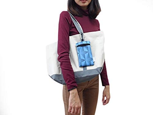 Image of Neoprene Neck Cell Phone Sleeve Bag Pouch w / Clip (Geometric Royal Blue)