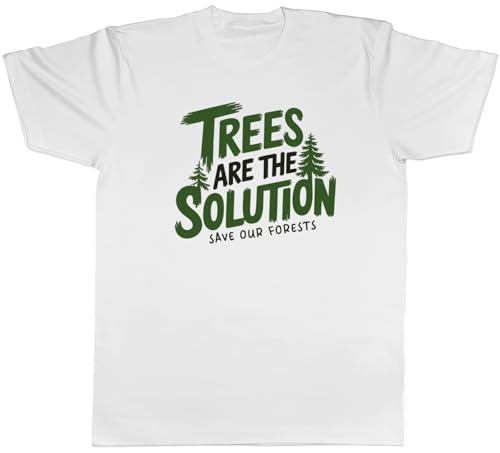 Image of Shopagift Trees are The Solution Save Our Forests Mens T-Shirt Tee White