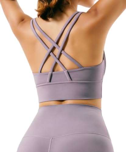 Image of Grace Form Sports Bra for Women Strappy Medium Support Push Up Padded Sports Bra for Running Workout Bra Yoga Bra