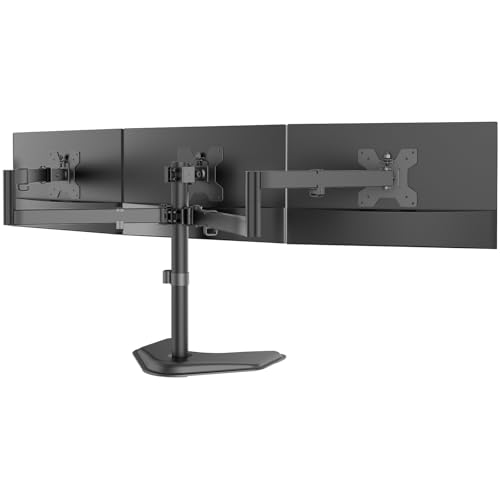 WALI Triple Monitor Stand, Free Standing Three LCD Monitor Fully Adjustable Desk Mount Fits...